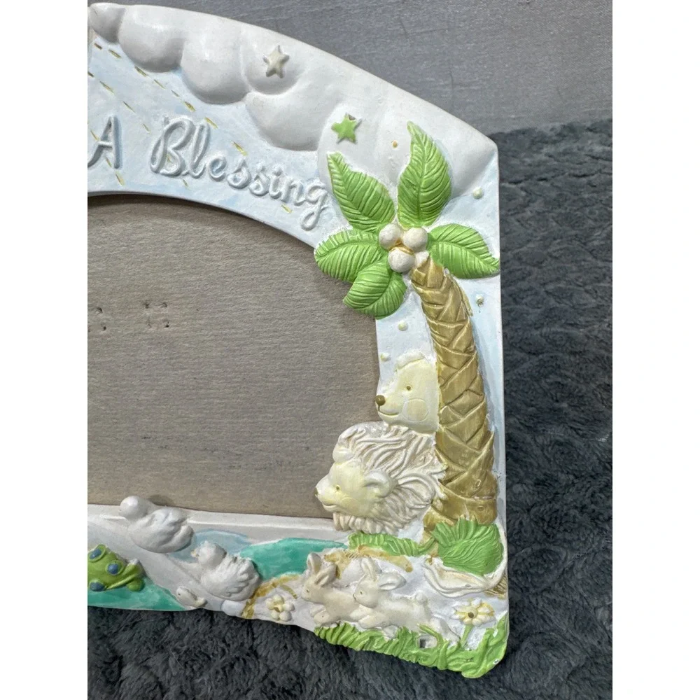 Babies Are A Blessing Noahs Ark 3D‎ Resin Picture Frame Pastel Nursery Decor